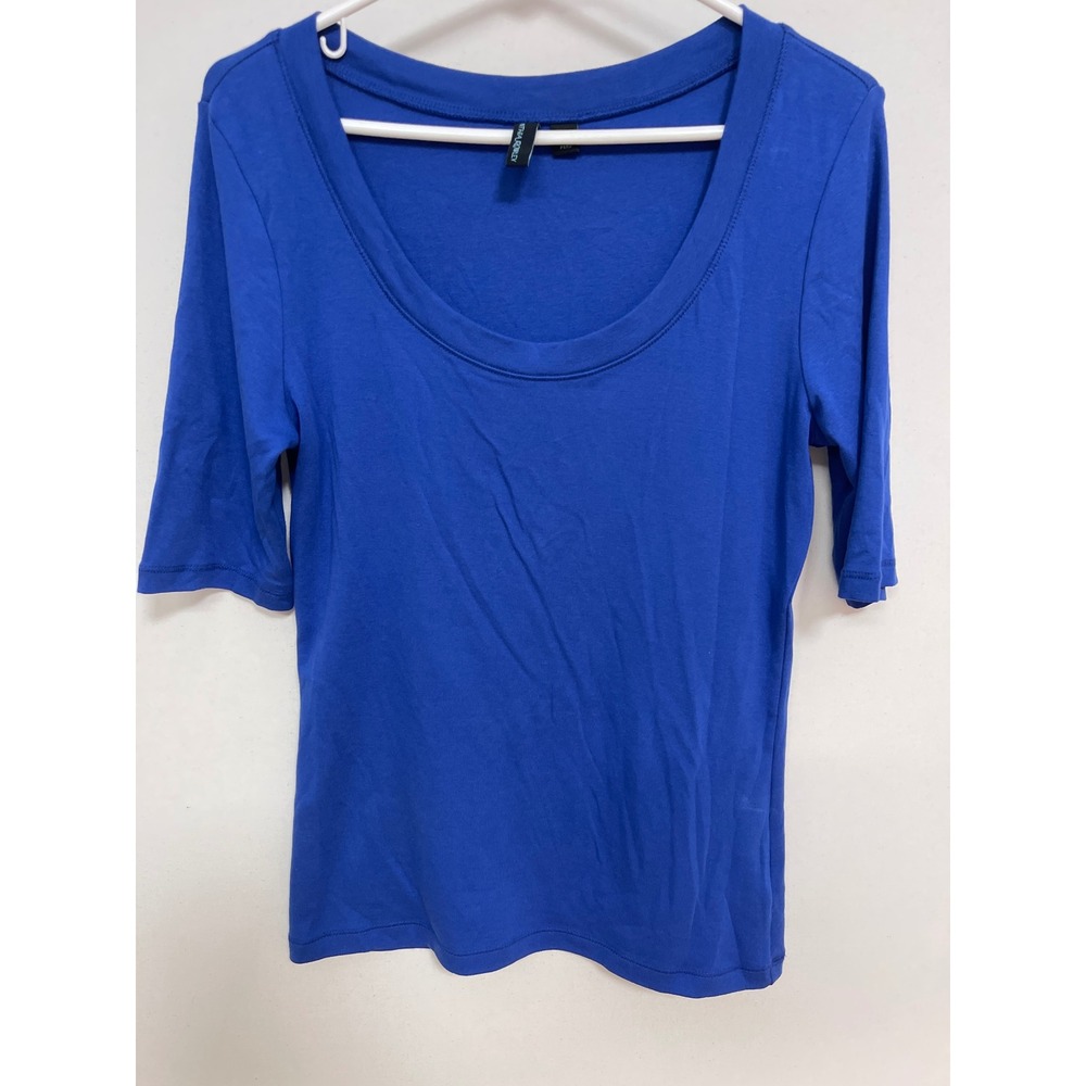 Cynthia Rowley Royal Blue Scoop Neck Top Elbow Sleeve Size L